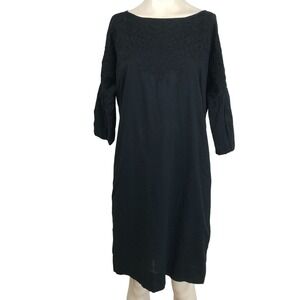LAUREN RALPH LAUREN - WOMEN'S 4 - BLACK EMBROIDERED 3/4 SLEEVE BOAT NECK DRESS